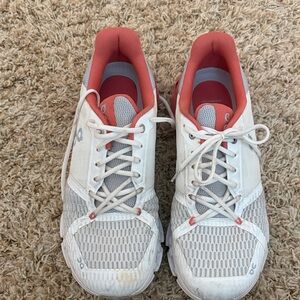 On Running Women's White and Coral Athletic Shoes